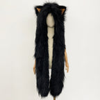 OFTBUY Thick Warm Cute Animal Natural Raccoon Fur Hat Scarf Women New Winter Windproof Cycling Caps Real Fur Muffler Female