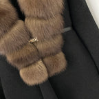 OFTBUY Fashion Belt Warm Sweater Female Natural Fur Loose Cadigan Coat Women Medium Length Knit Jacket with Real Fox Fur Collar