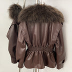 OFTBUY New Spring Autumn Faux Leather Jacket Female Real Mongolia Sheep Fur Pu Leather Coat Women Luxury Fashion Streetwear