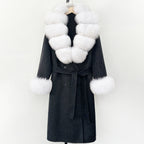 OFTBUY Wholesale New Autumn Winter Clothes Long Natural Woolen Coat Women Fashion Warm 100% Wool Real Fox Fur Jacket Overcoat