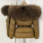 OFTBUY New Belted Luxury Warm Winter Women's Puffer Jacket with Real Mongolia Sheep Fur Collar Outerwear Duck Dowm Coat Female