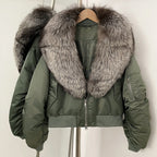 OFTBUY Short Thickened Warm Puffer Jacket Female New Autumn Winter Real Fox Fur Collar Clothes Women Natural Fur Duck Down Coat