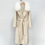 OFTBUY New Autumn Winter Long Clothing Women Natural Fur Woolen Jaket Female Fashion Warm Wool Coat with Real Fox Fur Collar