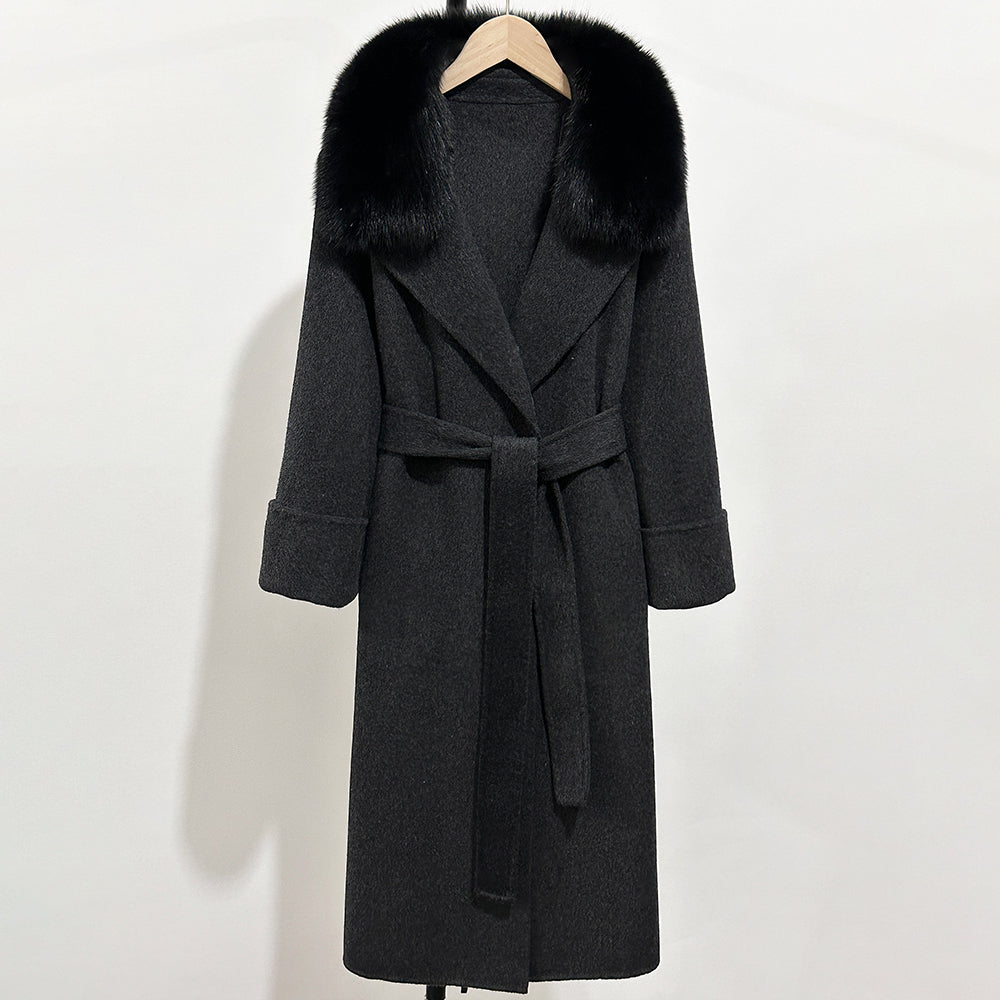 OFTBUY New Autumn Winter Long Clothing Women Natural Fur Woolen Jaket Female Fashion Warm Wool Coat with Real Fox Fur Collar