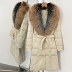 OFTBUY Thickened Warm Duck Down Coat Female Luxury Long Belt New Winter Natural Fox Fur Clothes Women Silm Puffer Jacket Outwear