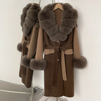OFTBUY Patchwork Double-faced Cashmere Wool Jacket Real Fox Fur Collar Woolen Coat Female New Fashion Fur Winter Clothes Women