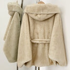 OFTBUY Wholesale Hooded Belt Faux Fur Coat Female Thickened Warm Fluffy Fake Fur Jacket Women New Winter Long Sleeve Fur Clothes Female