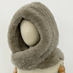 OFTBUY Thick Warm Windproof Natural Rabbit Fur Hat with Scarf Women New Winter Cute Cycling Cap Child Fluffy Rea Fur Neckerchief
