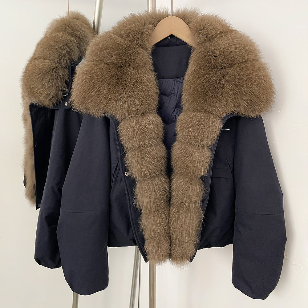 OFTBUY Women's Dcuk Down Coat with Big Real Fox Fur Collar New Winter Warm Thickened Clothing Female Natural Fur Puffer Jacket