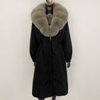 OFTBUY New Zipper Autumn Winter Clothes Women Natural Fox Fur Collar Goose Down Coat Long Warm Thickened Real Fur Puffer Jacket
