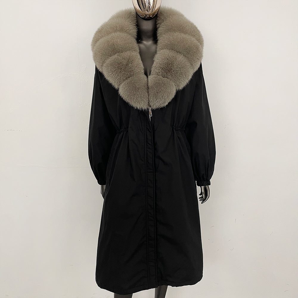 OFTBUY New Zipper Autumn Winter Clothes Women Natural Fox Fur Collar Goose Down Coat Long Warm Thickened Real Fur Puffer Jacket