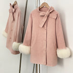 OFTBUY Warm Long Sleeves Woolen Jacket Female New Autumn Winter Clothes Women Fashion 100% Wool Coat with Real Fox Fur Cuffs =