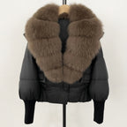 OFTBUY Big Natural Fox Fur Coat Women New Winter 90% White Duck Down Jacket Female Short Puffer Feather Coats Parkas