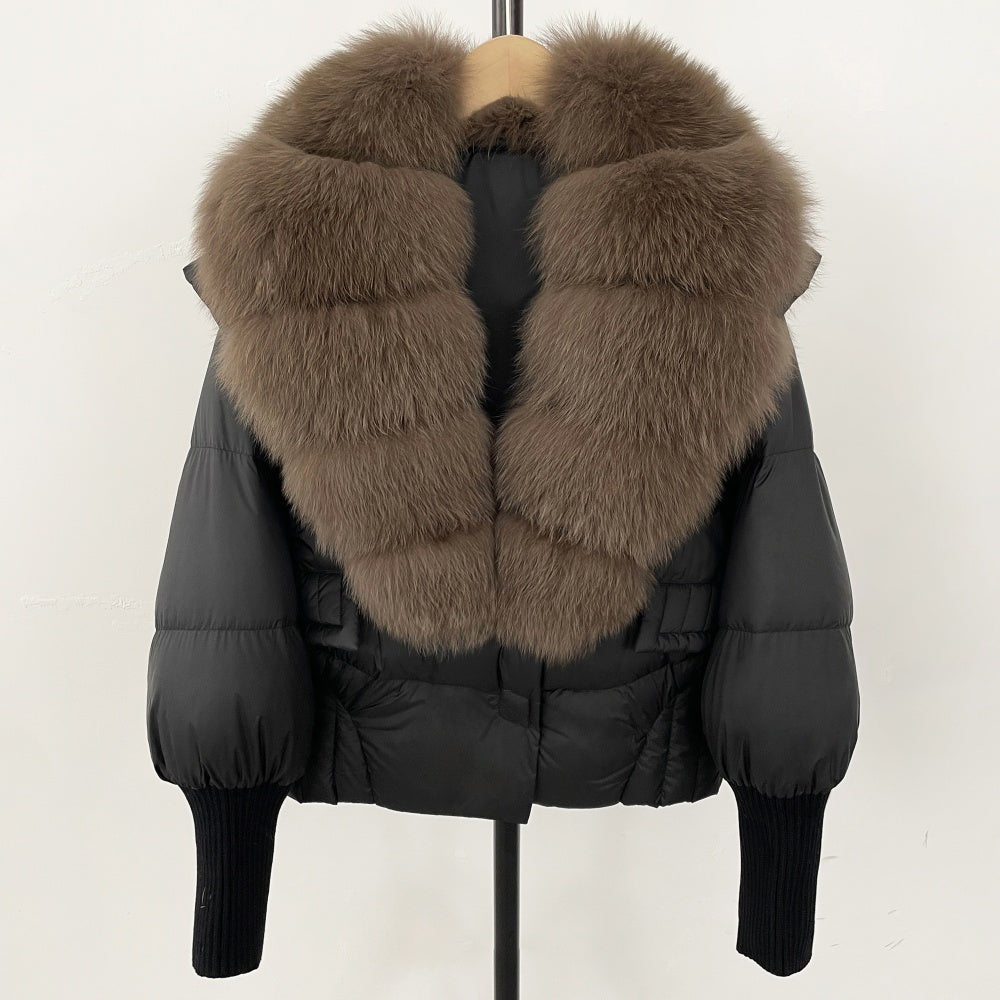 OFTBUY Big Natural Fox Fur Coat Women New Winter 90% White Duck Down Jacket Female Short Puffer Feather Coats Parkas