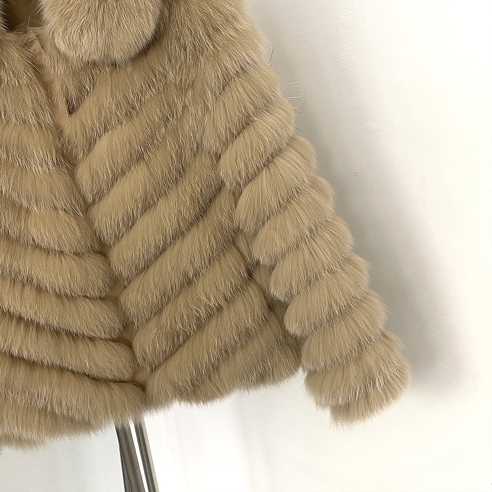 OFTBUY 2-in-1 Reversible Luxury Jacket - 100% Real Fox Fur Coat & Windproof Winter Parka