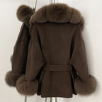 OFTBUY Big Real Fox Fur Pinnacle Woolen Coat Female New Autumn Winter Top Clothes Warm Natural Fox Fur Collar Wool Jacket Women