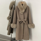 OFTBUY New Autumn Winter Long Clothing Women Fashion Warm Real Fox Fur Collar and Cuffs 100% Wool Jacket Female Natural Fur Coat