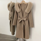 OFTBUY Long Hooded Real Fox Fur Wool Jacket Women New Autumn Winter Woolen Clothes Female Fashion Warm Natural Fur Woolen Coat