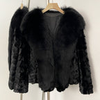 OFTBUY Short Thickened Warm Real Mink Fur Coat Female New Winter Top Clothing Women Natural Fox Fur Fluffy Outerwear Jacket Lady