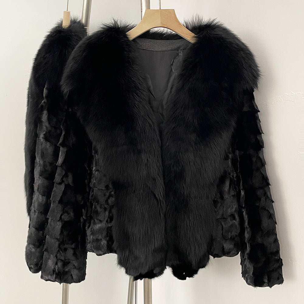 OFTBUY Short Thickened Warm Real Mink Fur Coat Female New Winter Top Clothing Women Natural Fox Fur Fluffy Outerwear Jacket Lady