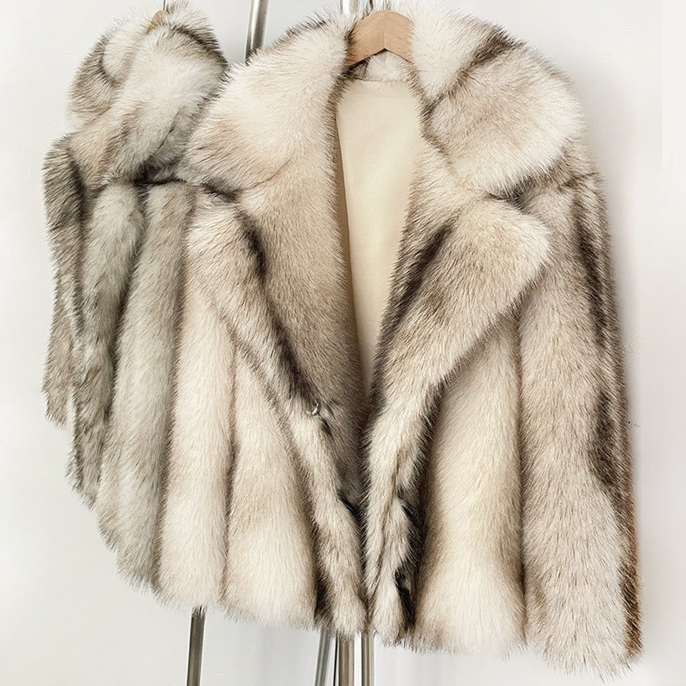 OFTBUY Chic Oversized Lapel Faux Fur Jacket - Premium Vegan Fur Winter Coat with Soft Texture