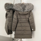 OFTBUY New Winter Genuine Fox Fur Hooded Puffer Coat Women Women's White Duck Down Jacket Outerwear Female Fashion Parkas