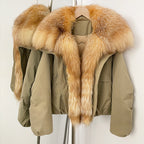 OFTBUY New Winter Warm Thickened Clothing Female Natural Fur Puffer Jacket Women's Dcuk Down Coat with Big Real Fox Fur Collar