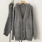 OFTBUY New Spring Autumn Knitting Clothes Women Knitted Long Sleeves Sweater Coat Female Fashion Real Fox Fur Cardigan Jacket