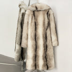 OFTBUY Luxury Long-Line Notch Lapel Faux Fur Coat - Elegant Winter Vegan Fur Overcoat