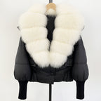 OFTBUY Big Natural Fox Fur Coat Women New Winter 90% White Duck Down Jacket Female Short Puffer Feather Coats Parkas