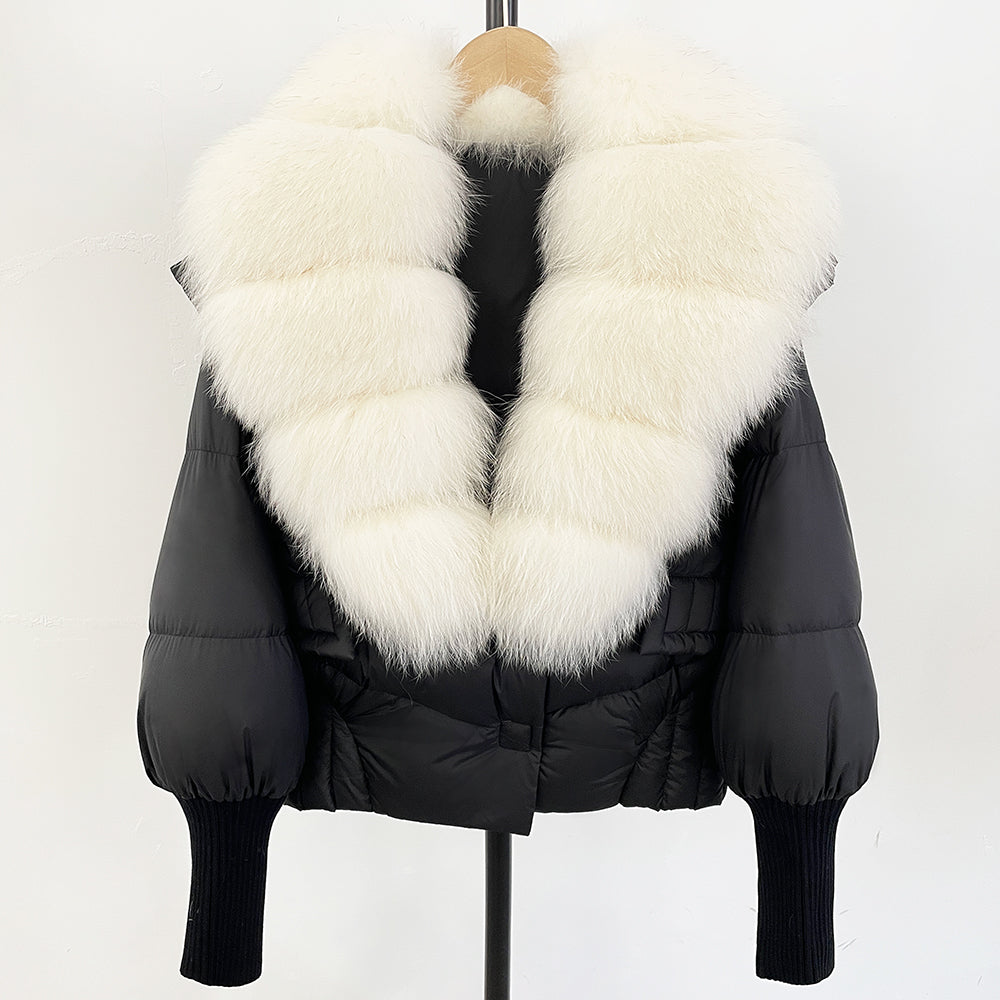 OFTBUY Big Natural Fox Fur Coat Women New Winter 90% White Duck Down Jacket Female Short Puffer Feather Coats Parkas