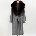 OFTBUY New Autumn Winter Top Clothes Female Long Big Real Fox Fur Collar Woolen Jacket Women Fashion Warm Cashmere Wool Coat