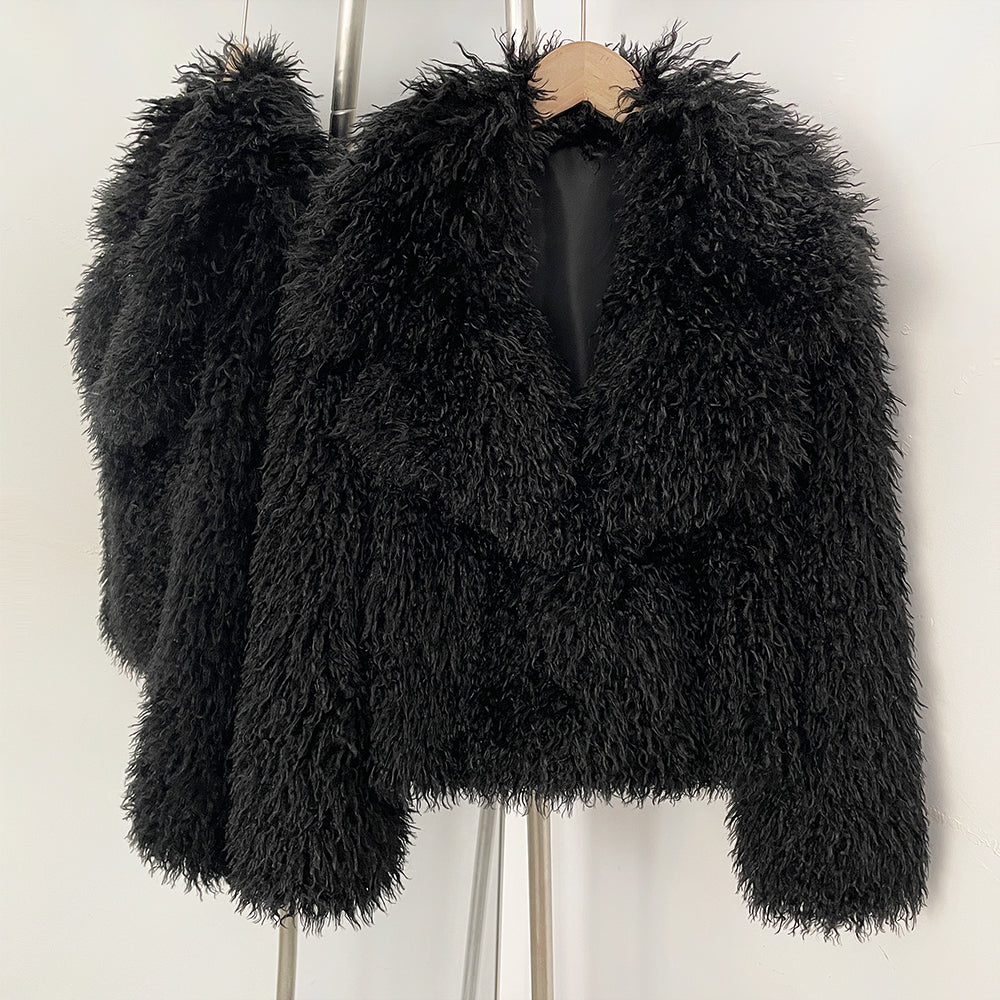OFTBUY Warm Thicken Luxury Outerwear New Winter Clothes Female Women's Cozy Faux Mongolian Fur Short Coat Teddy Faux Fur Jacket