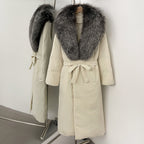OFTBUY Real Fox Fur Collar Fluffy Puffer Jacket Female New Long Winter Down Clothing Women Thickened Warm White Duck Down Coat