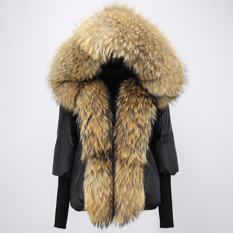 OFTBUY Hooded Natural Thick Winter Jacket Women Outerwear Real Fox Fur Coat Woman Warm Loose Oversize Duck Down Coat Streetwear