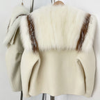 OFTBUY Pockets Warm Winter Luxury Elegant Fashion Outerwear New Women's Double Face Wool Coat with Contrast Real Fox Fur Collar