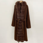 OFTBUY Long Natural Fur Wool Coat Fashion Warm Big Real Fox Fur Jacket Female New Autumn Winter Clothes Women Woolen Overcoat