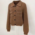 OFTBUY Short Natural Fox Fur Collar Knitted Sweater Coat FemaleReal Fur Clothing New Autumn Winter Knitting Cardigan Women