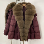 OFTBUY Big Natural Fox Fur Collar Duck Down Coat Female Hooded Thick Warm Top Clothes Women Fashion Real Fur Puffer Jacket