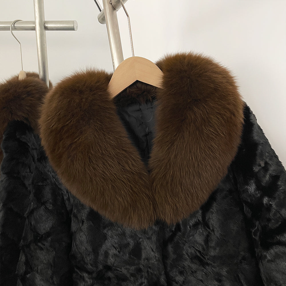 OFTBUY New Winter Thickened Warm Clothes Womwn Short Real Fox Fur Collar Jacket Female Luxury Natural Mink Fur Coat Outerwear