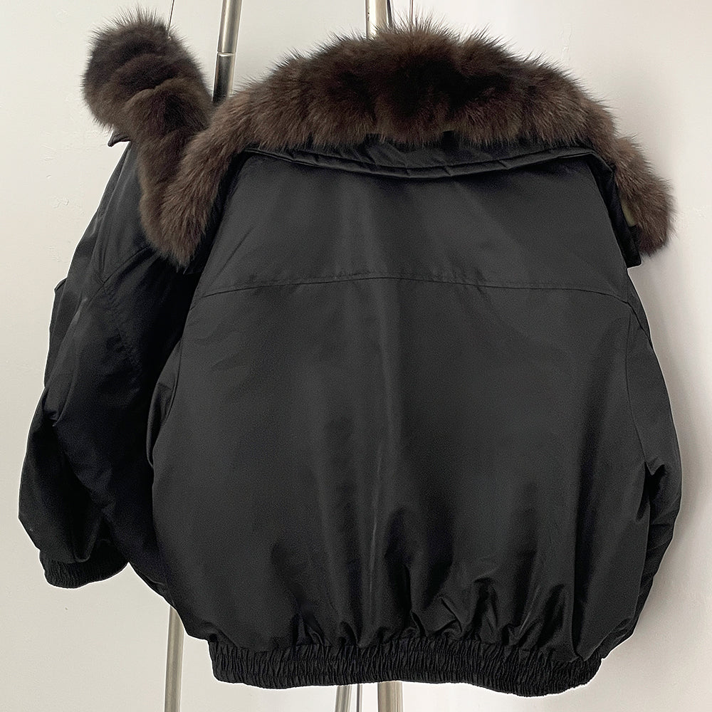 OFTBUY Autumn Winter Clothes Women White Goose Down Coat Natural Fur Puffer Jacket Female Short Big Real Fox Fur Jacket Fashion