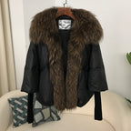 OFTUBY White Duck Down Jacket Winter Women Warm Loose Coat Natural Real Fox Fur Collar Thick Luxury Outerwear New Fashion