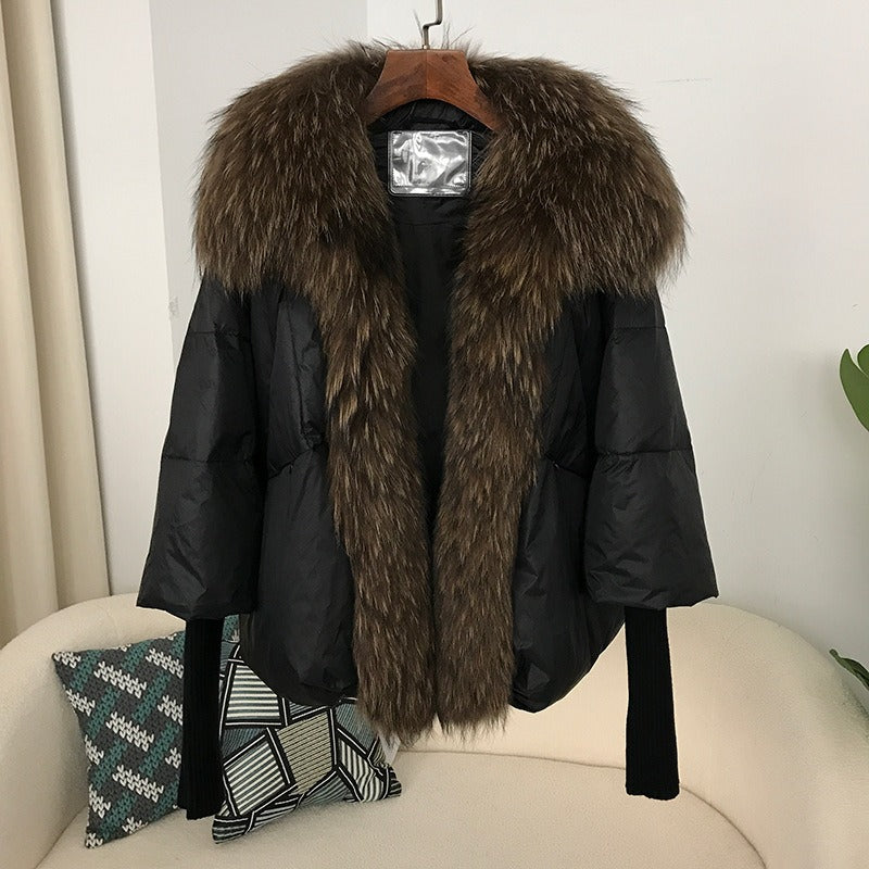 OFTUBY White Duck Down Jacket Winter Women Warm Loose Coat Natural Real Fox Fur Collar Thick Luxury Outerwear New Fashion