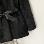 OFTBUY Women's Luxury Black Real Rabbit Fur Hooded Coat with Belt New Warm Winter Fur Jacket Female Outerwear for Cold Weather