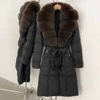 OFTBUY Thickened Warm Duck Down Coat Female Luxury Long Belt New Winter Natural Fox Fur Clothes Women Silm Puffer Jacket Outwear