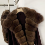 OFTBUY New Autumn Winter Knit Clothing Female Women's Short Cardigan with Big Real Fox Fur Collar Natural Fur Warm Sweater Lady