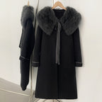 OFTBUY New Autumn Winter Clothes Women Long Real Fox Fur Wool Coat Female Natural Fur Collar Woolen Jacket Preppy Outerwear Lady