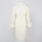 OFTBUY Winter Jacket Women Long Natural Wool Blends Cashmere Real Fur Coat Double Breasted Belt Warm Streetwear New Fashion
