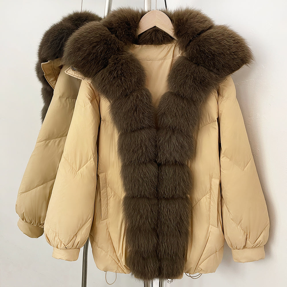 OFTBUY New Autumn Winter Thickened Warm Clothes Women Loose Big Real Fox Fur Goose Down Coat Female Natural Fur Puffer Jacket