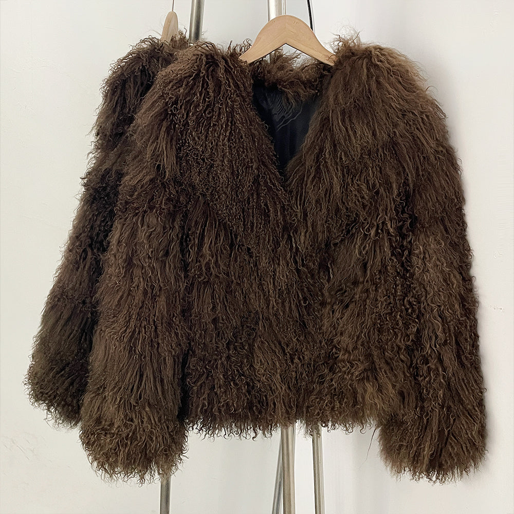 OFTBUY New Fashion Casual Clothes Women Winter Luxury Natural Fur Jacket Female Warm Thick V-neck Real Mongolia Sheep Fur Coat